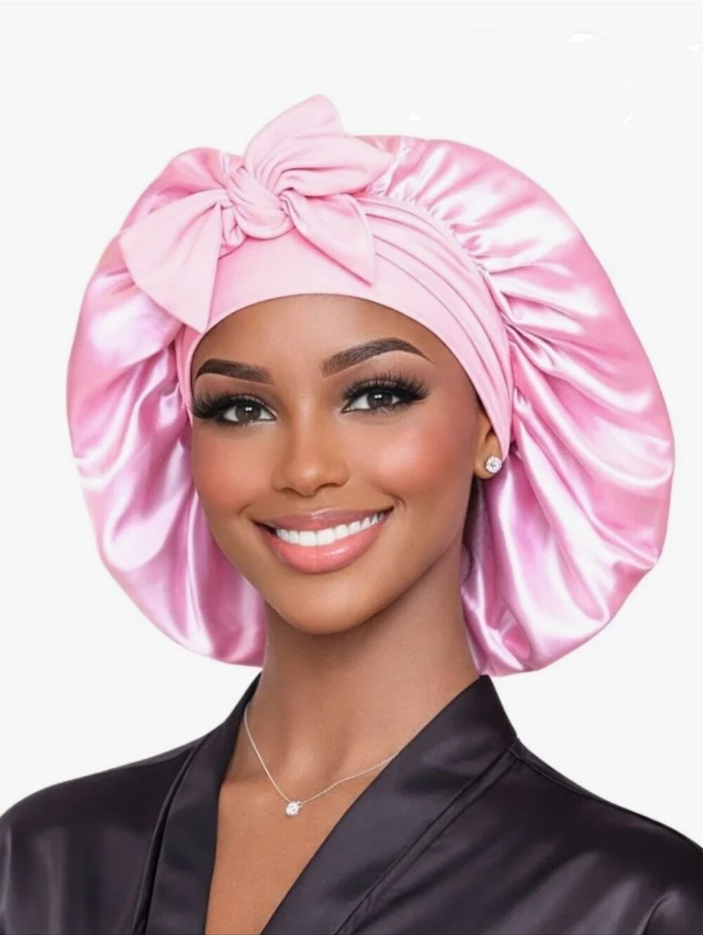 New In Pkg Pink Satin  Bonnet